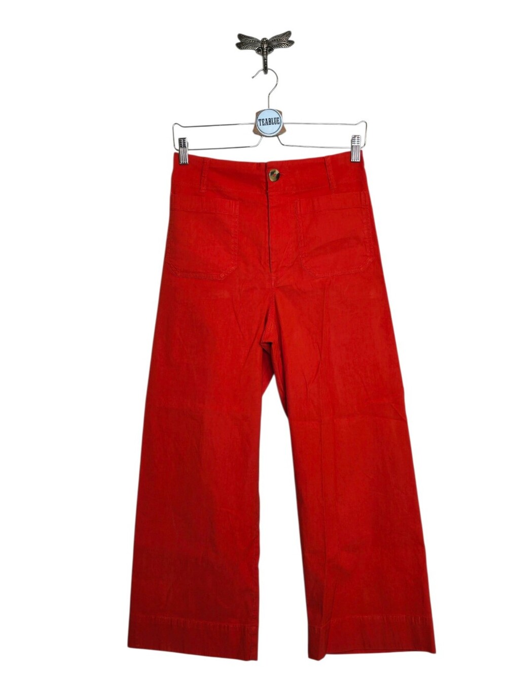 Anthropologie Maeve The Colette Wide Leg Pants Orange 27 Magic Fabric Crop - Picture 2 of 14